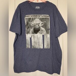 Star Wars Yoda Mens Shirt Blue Short Sleeves Front Image Size Large
